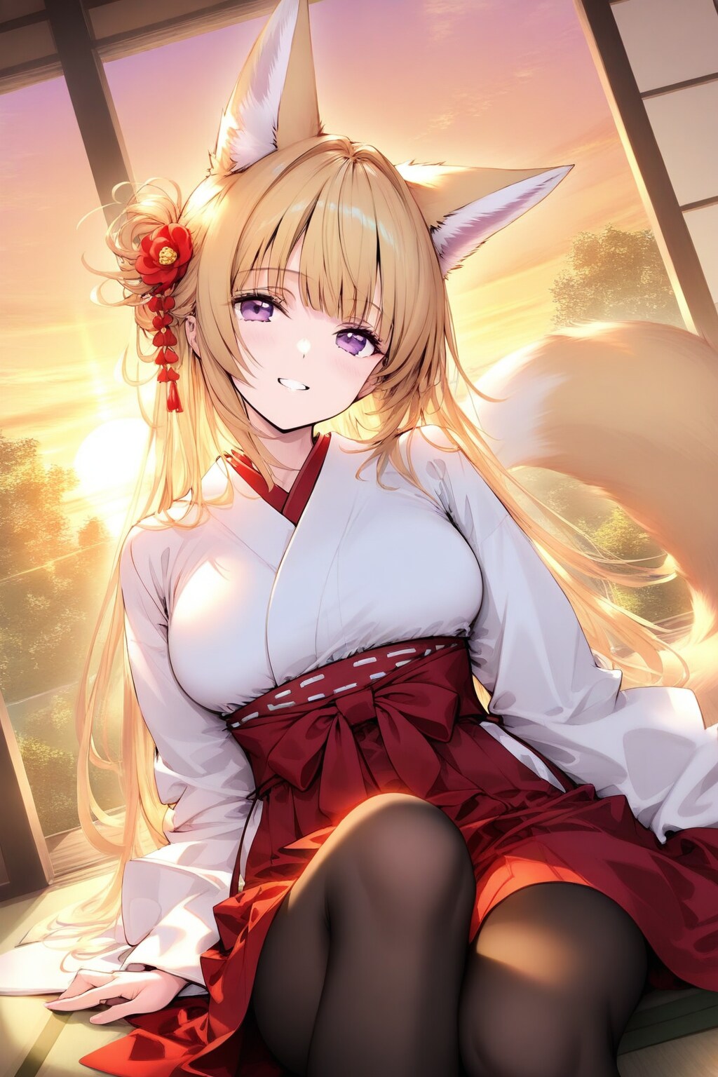 お狐様と夕焼け