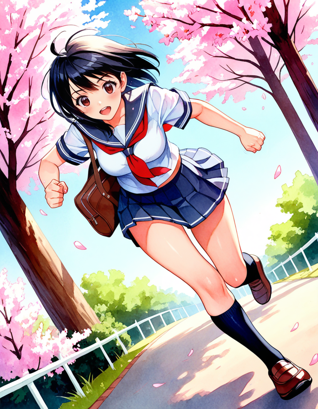 進〇ゼミの漫画の１P目に出てきそうな走っている女の子