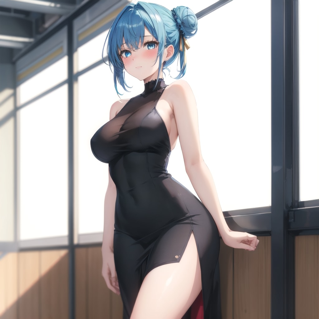 お団子ヘアーで大人可愛く