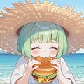 ハンバーガーと緑髪ちゃん 2枚目