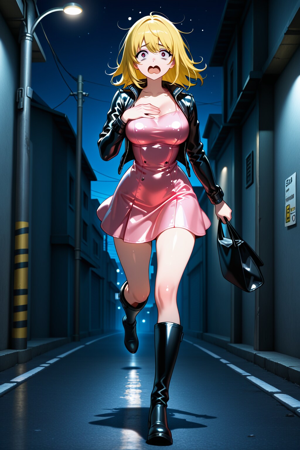 何かに怯えながら逃げる美少女
