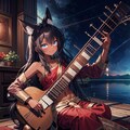 シタールを演奏する狐娘 2枚目
