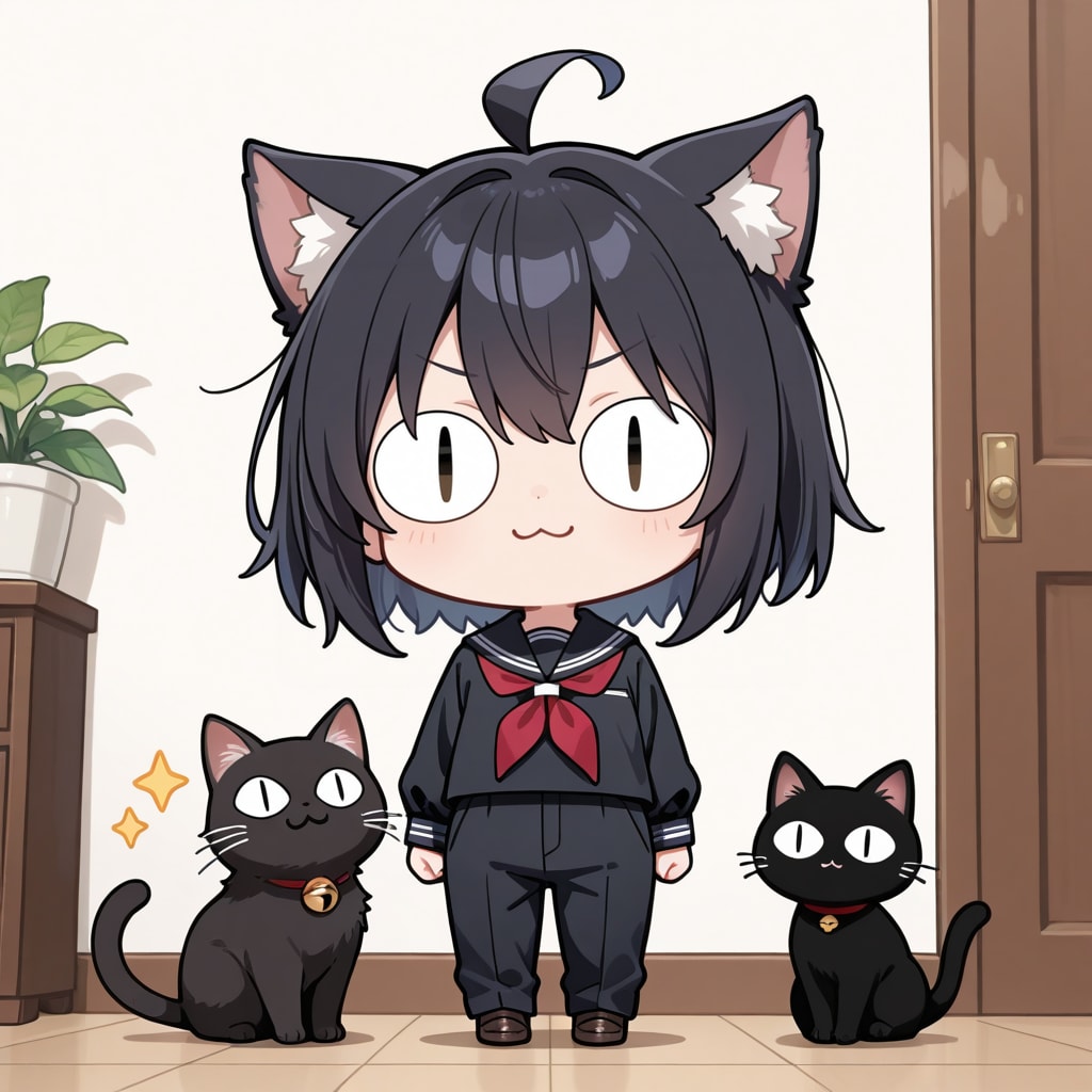 猫目嬢と黒猫 | の人気AIイラスト・グラビア