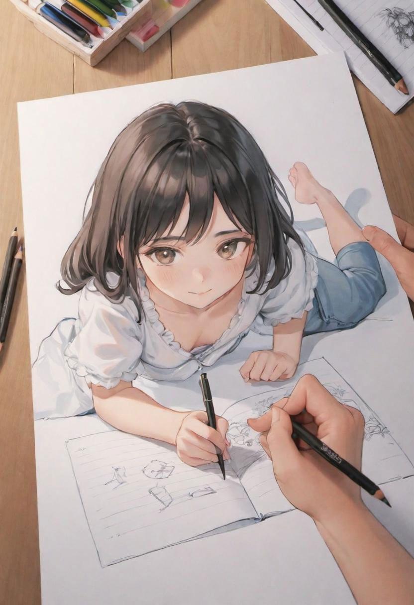 絵の中の少女と一緒にお絵描き