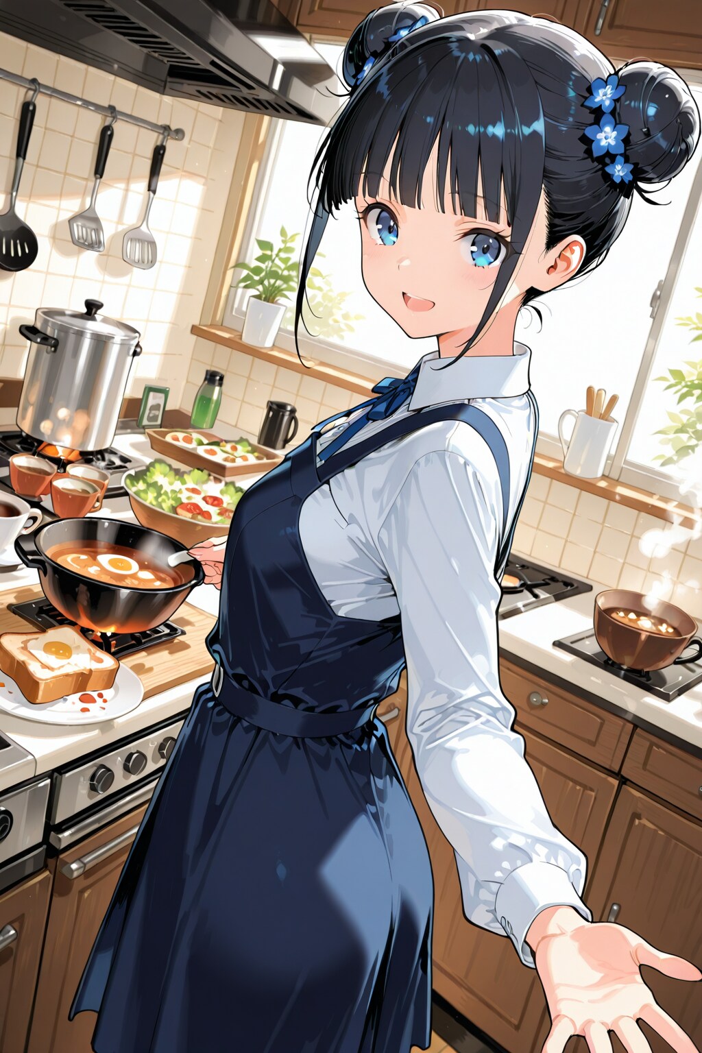 おだんごちゃん🍡✨と朝ごはん🍚✨　3/5 | の人気AIイラスト・グラビア