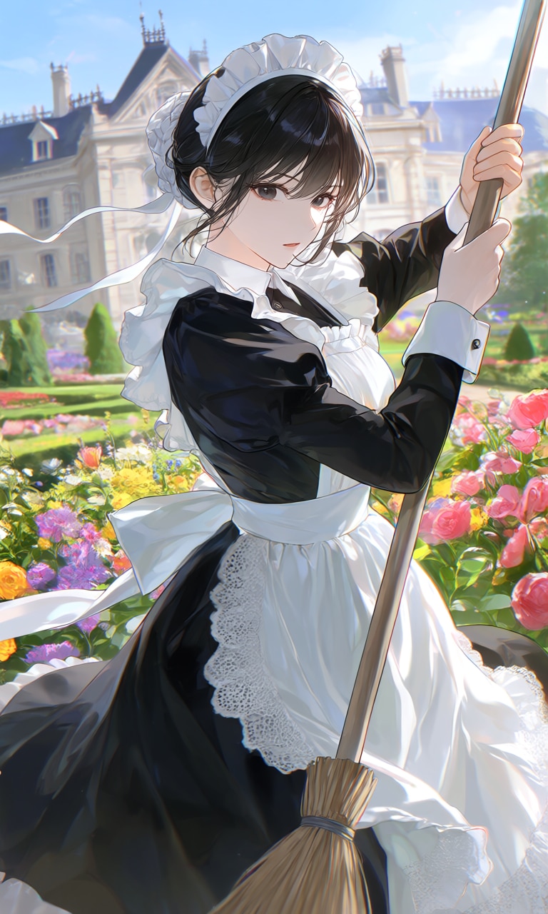 ほうきで戦うメイドさん | の人気AIイラスト・グラビア