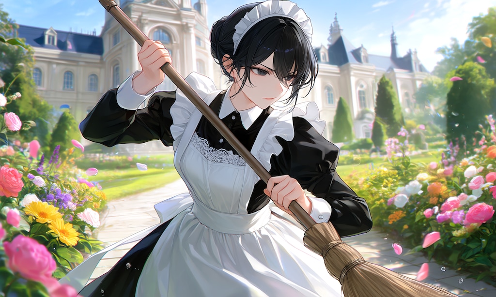 ほうきで戦うメイドさん