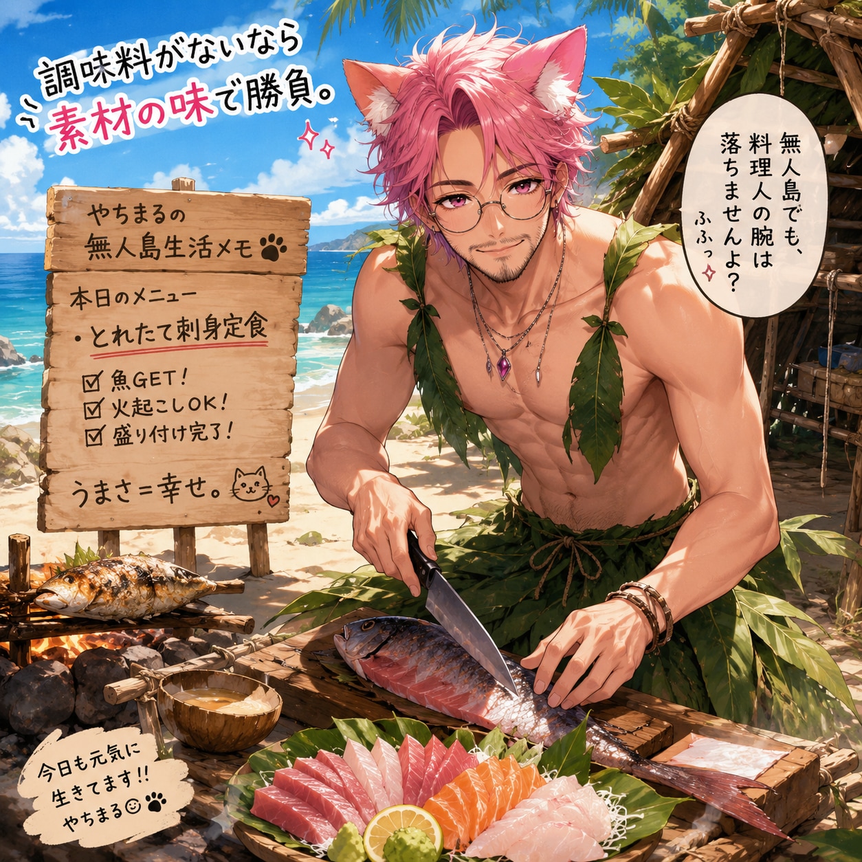 無人島でも料理はお任せ(　-`ω-)b✨️