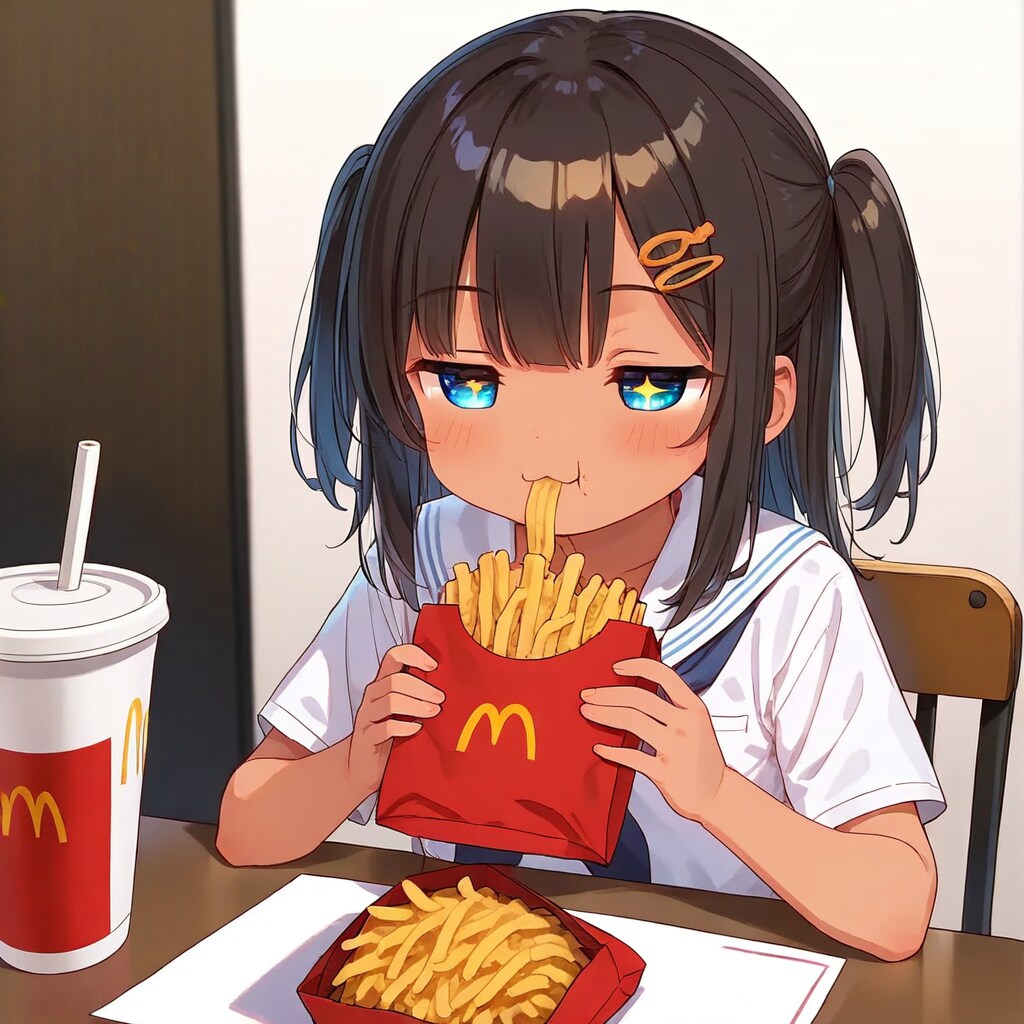 ポテトを食べるこなつちゃん