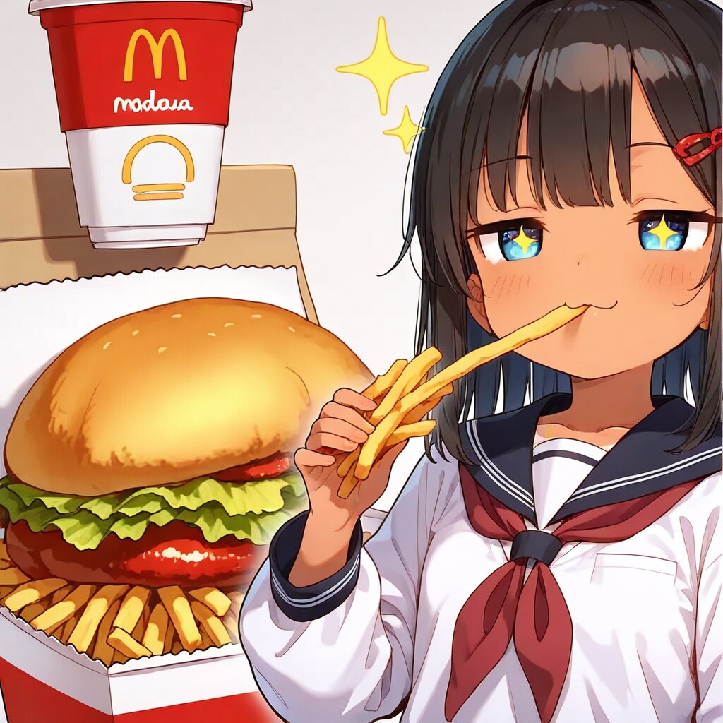 ポテトを食べるこなつちゃん