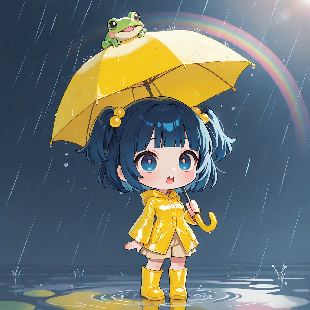 雨とカエルとやよいちゃん | の人気AIイラスト・グラビア
