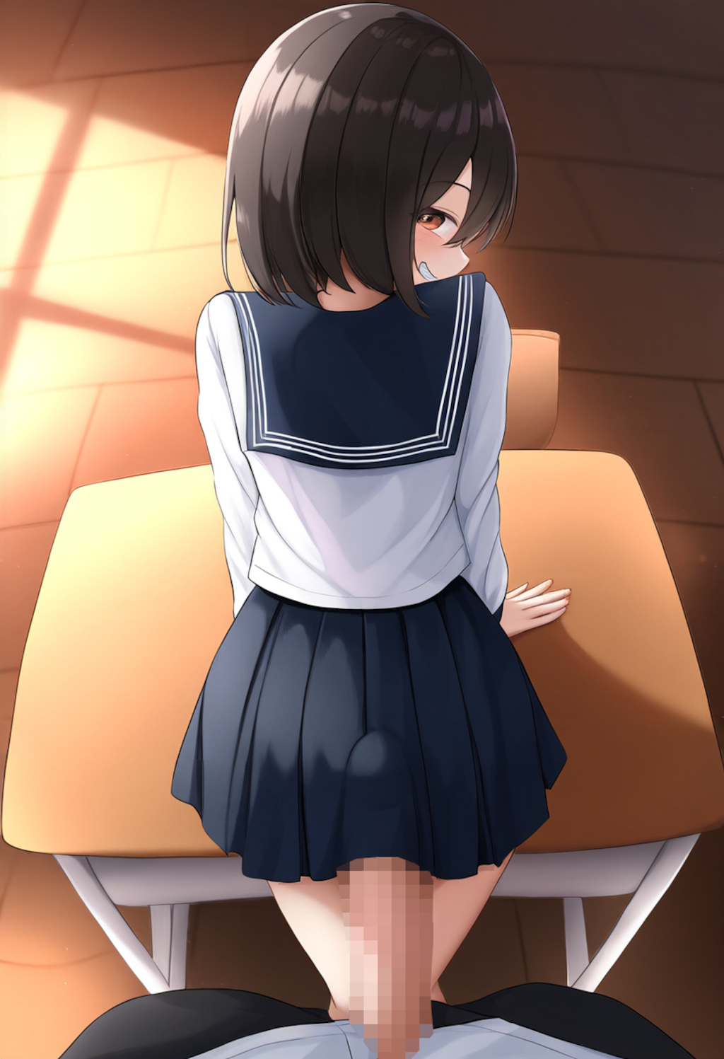 JKがスカートの中でしごいてくれる【スカートコキ】