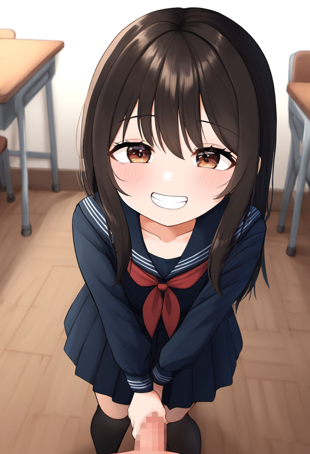 JKがスカートの中でしごいてくれる【スカートコキ】
