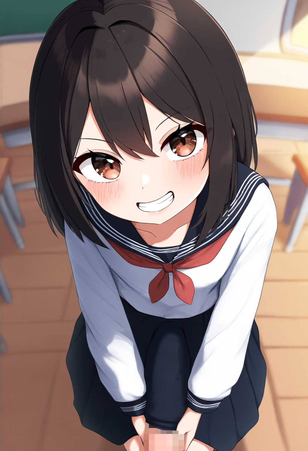 JKがスカートの中でしごいてくれる【スカートコキ】