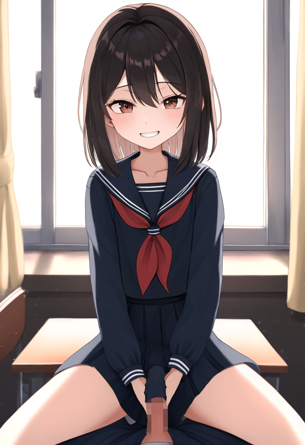 JKがスカートの中でしごいてくれる【スカートコキ】