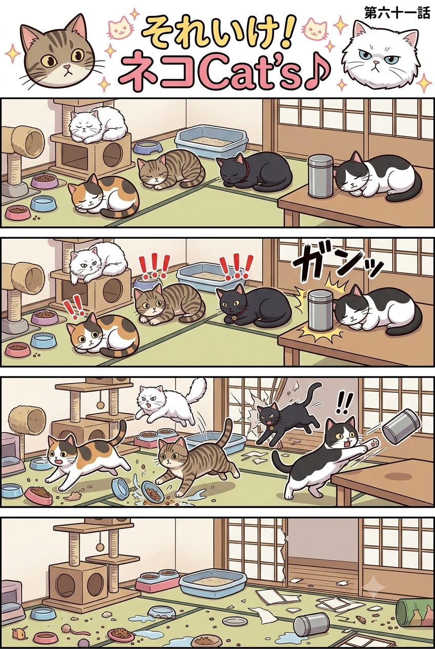 【61話】それいけ！ネコCat's♪(４コマ漫画)