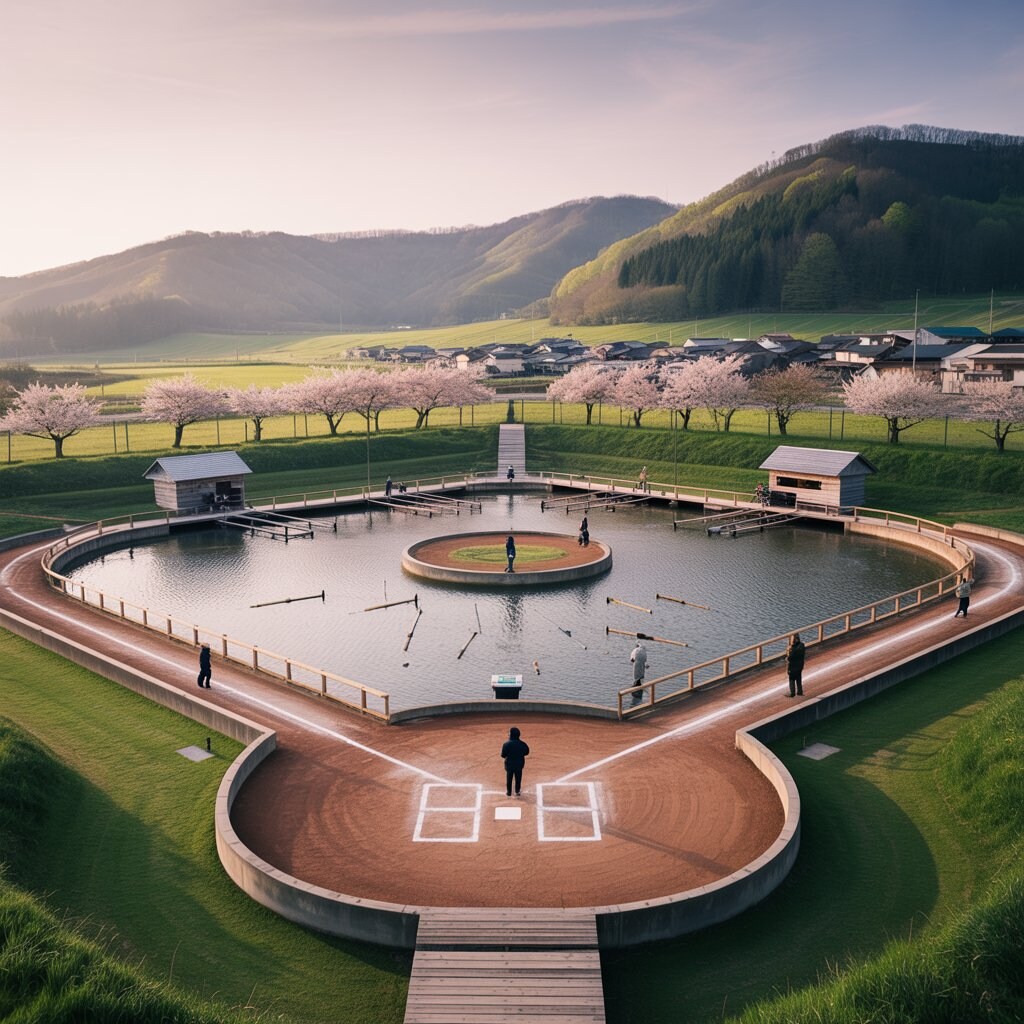 野球場を模した漁場