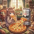 ピザを食べる小さな女の子 2枚目