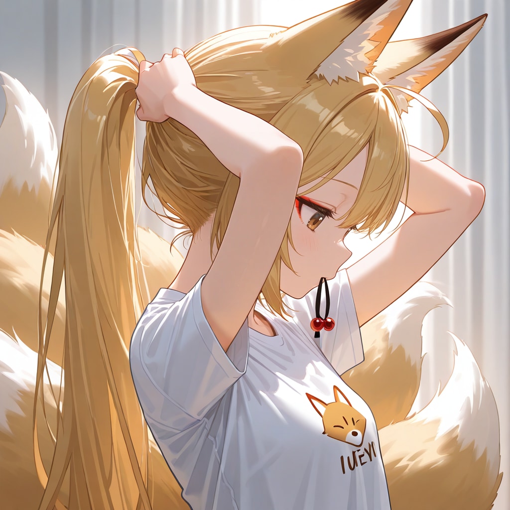 髪を結ぶ狐っ娘