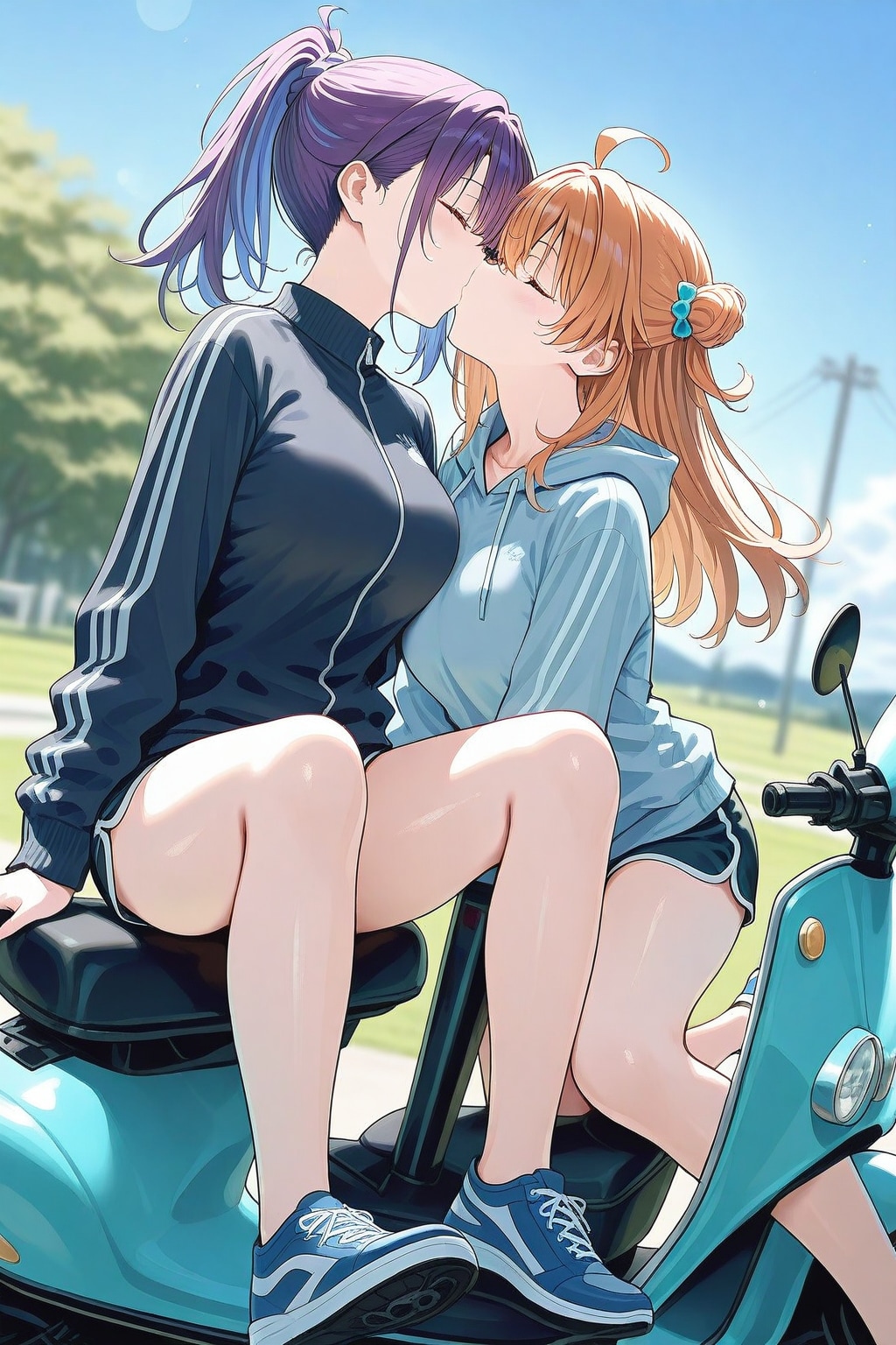 バイクで百合