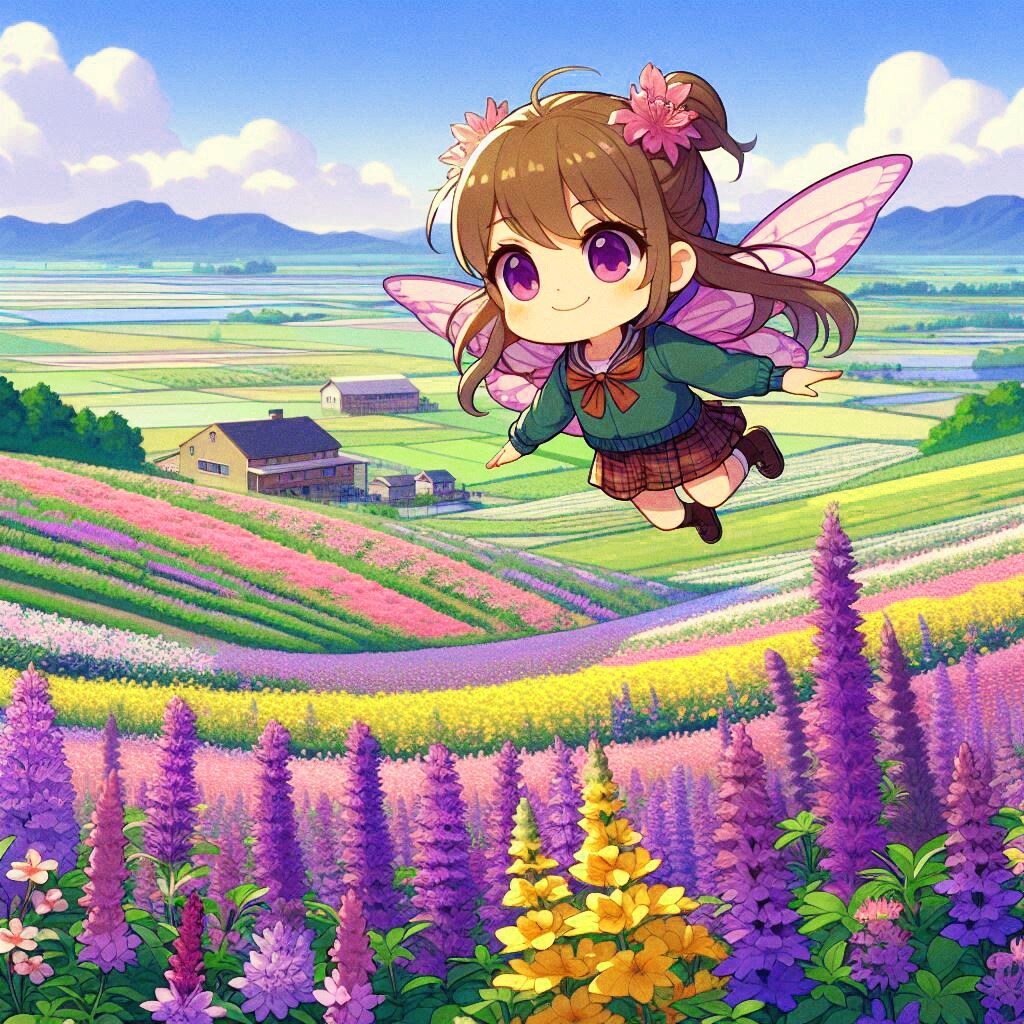 ハーブ畑をゆくチビちゃん