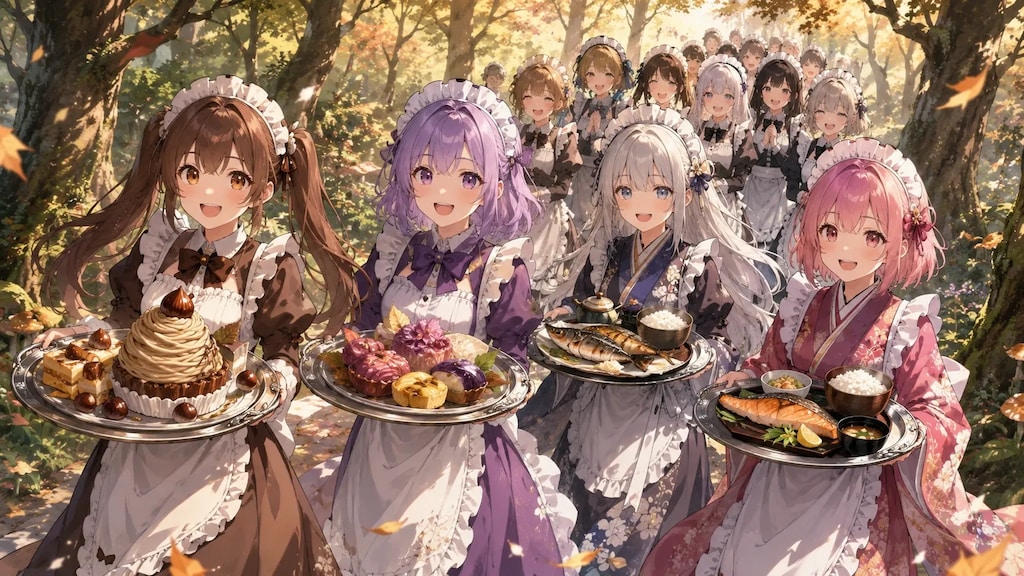 秋の味覚のメイド騎士団！『今度は私達がお相手でーす♪　め・し・あ・が・れ・♡』