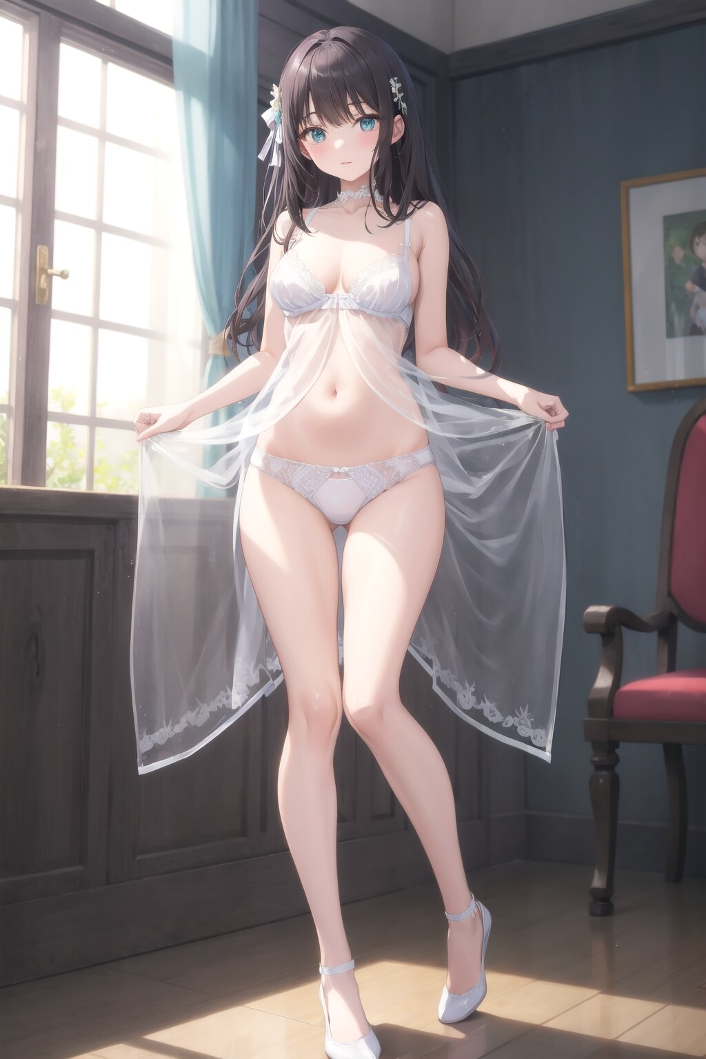 白く透けたレースだけ