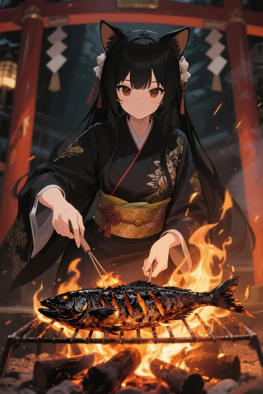 おさかにゃを焼くさくらちゃん