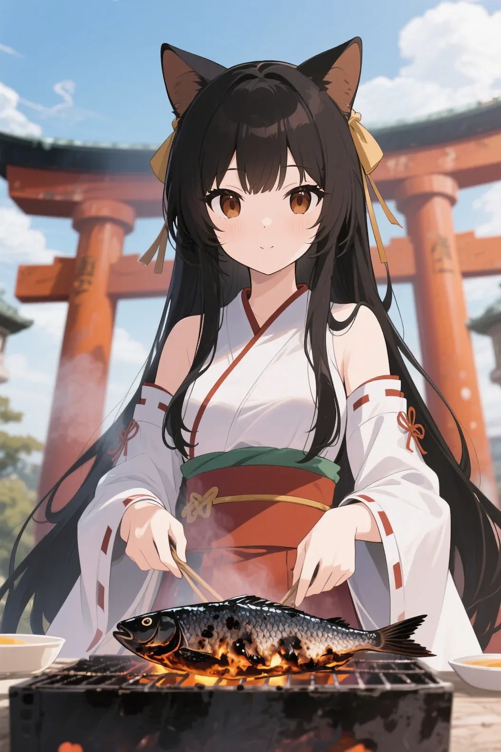 おさかにゃを焼くさくらちゃん