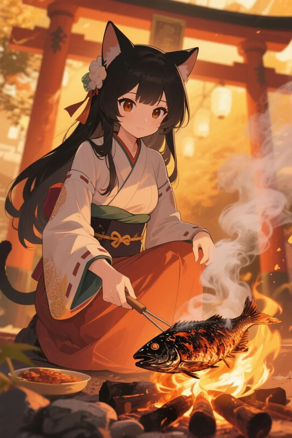 おさかにゃを焼くさくらちゃん