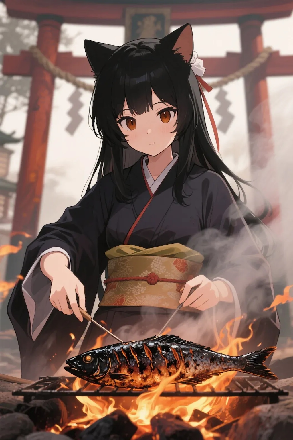 おさかにゃを焼くさくらちゃん