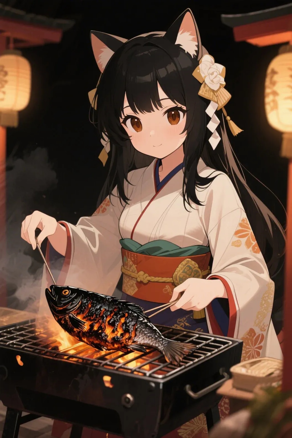 おさかにゃを焼くさくらちゃん