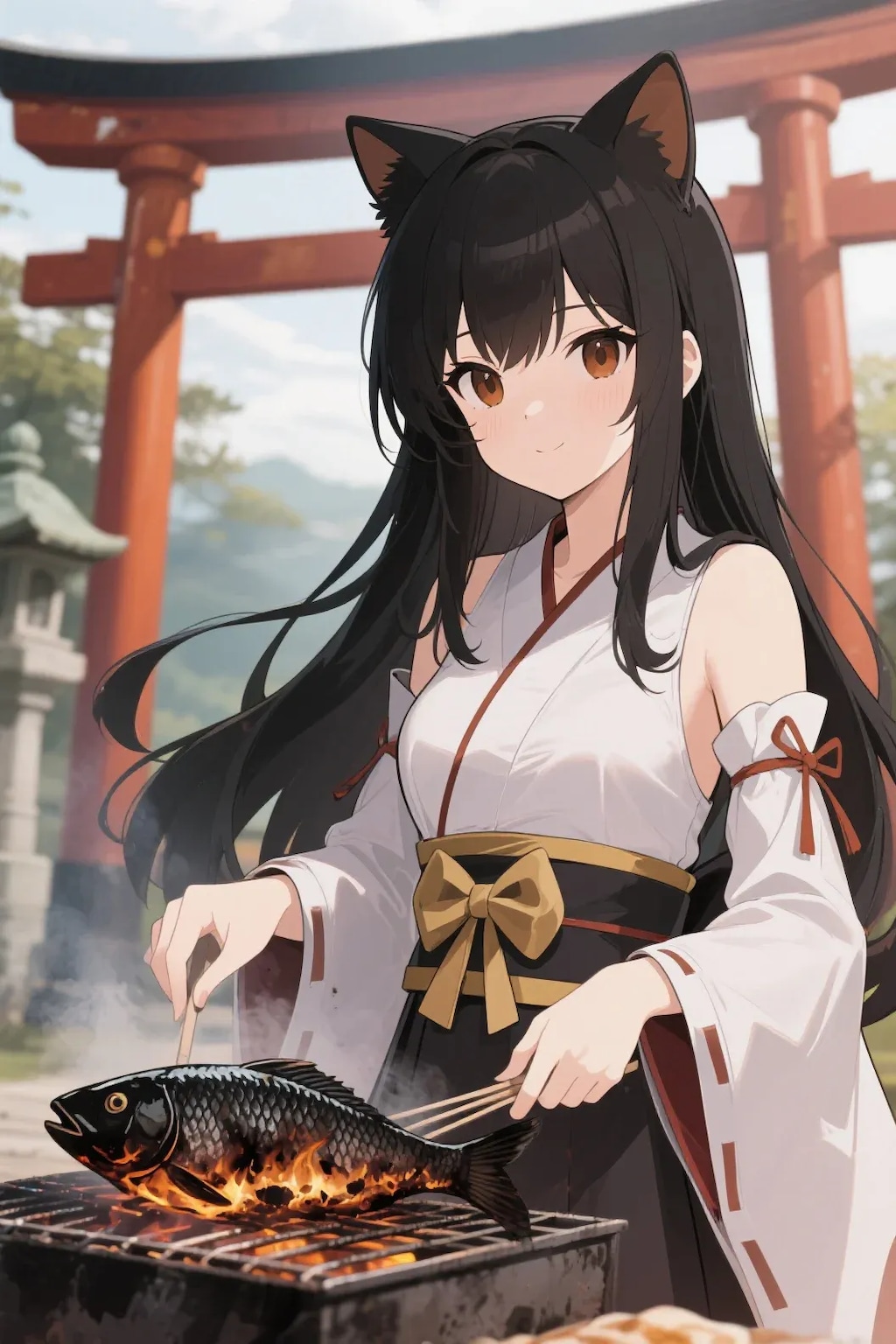 おさかにゃを焼くさくらちゃん