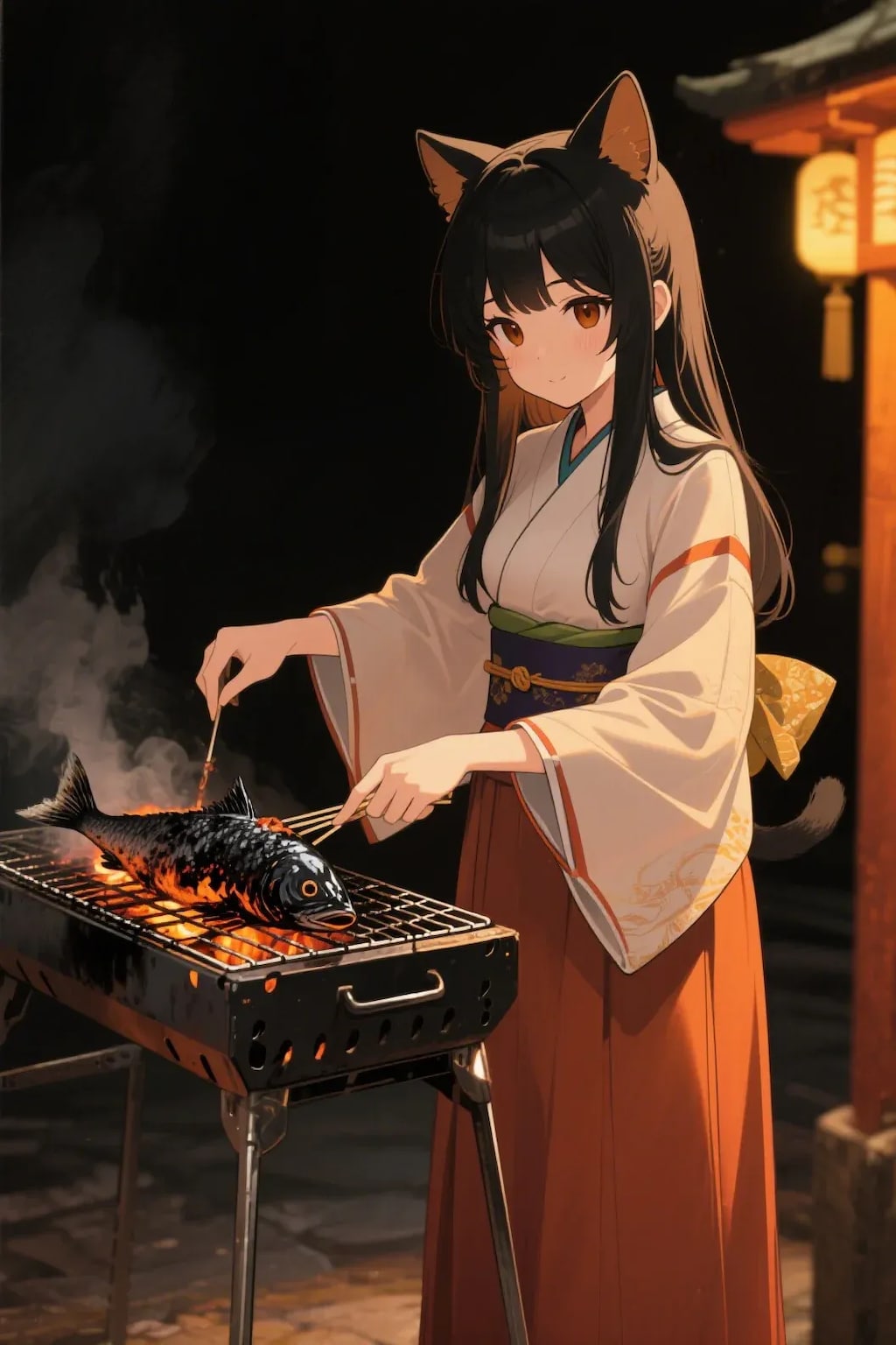 おさかにゃを焼くさくらちゃん