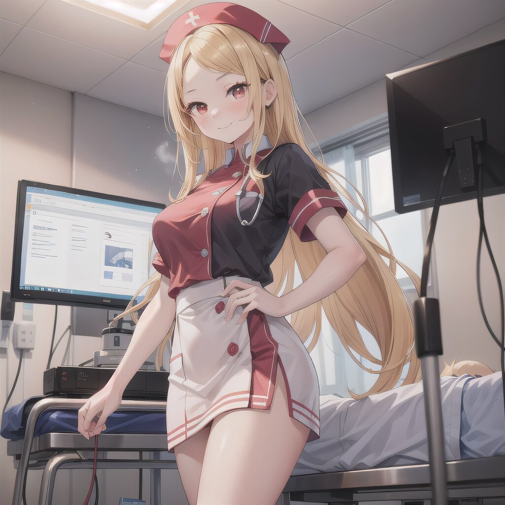 金髪ロングで看護服の少女３