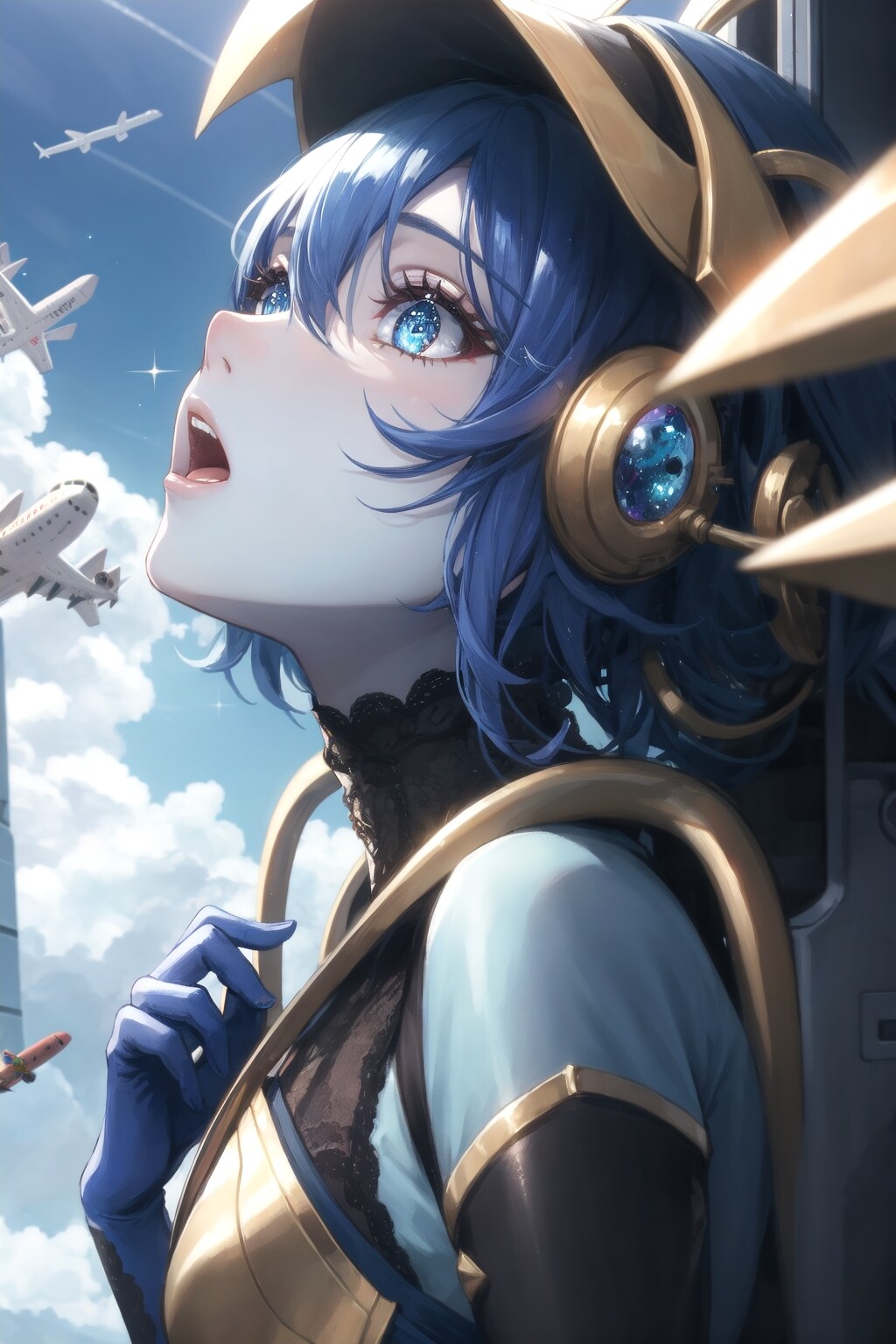 驚いてる異星人お姉さん