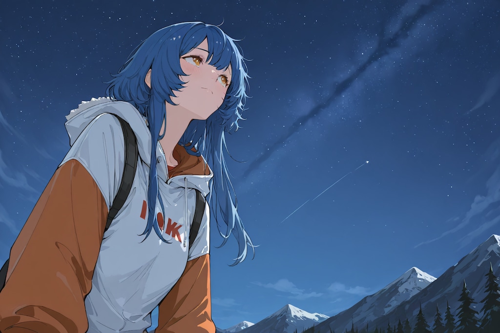 山ガールと星空
