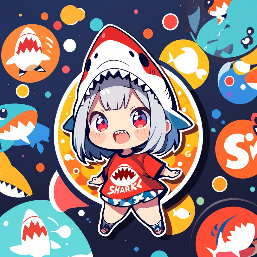 ステッカー風のサメ美ちゃん