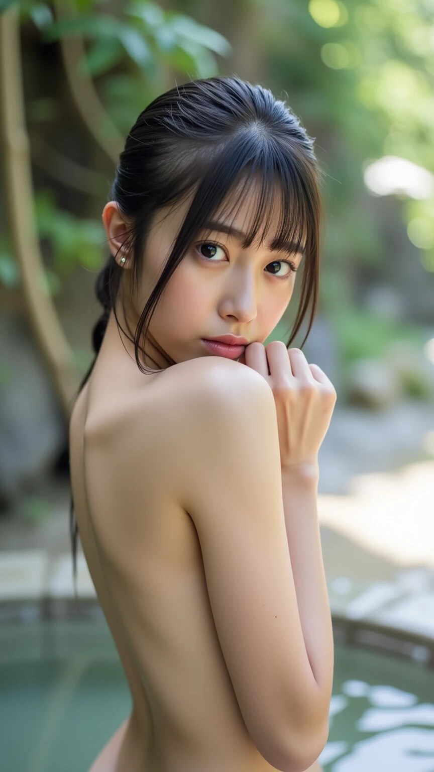 露天風呂にて。