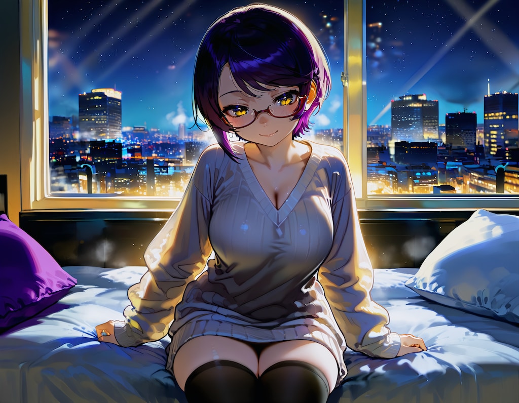 夜景と彼女