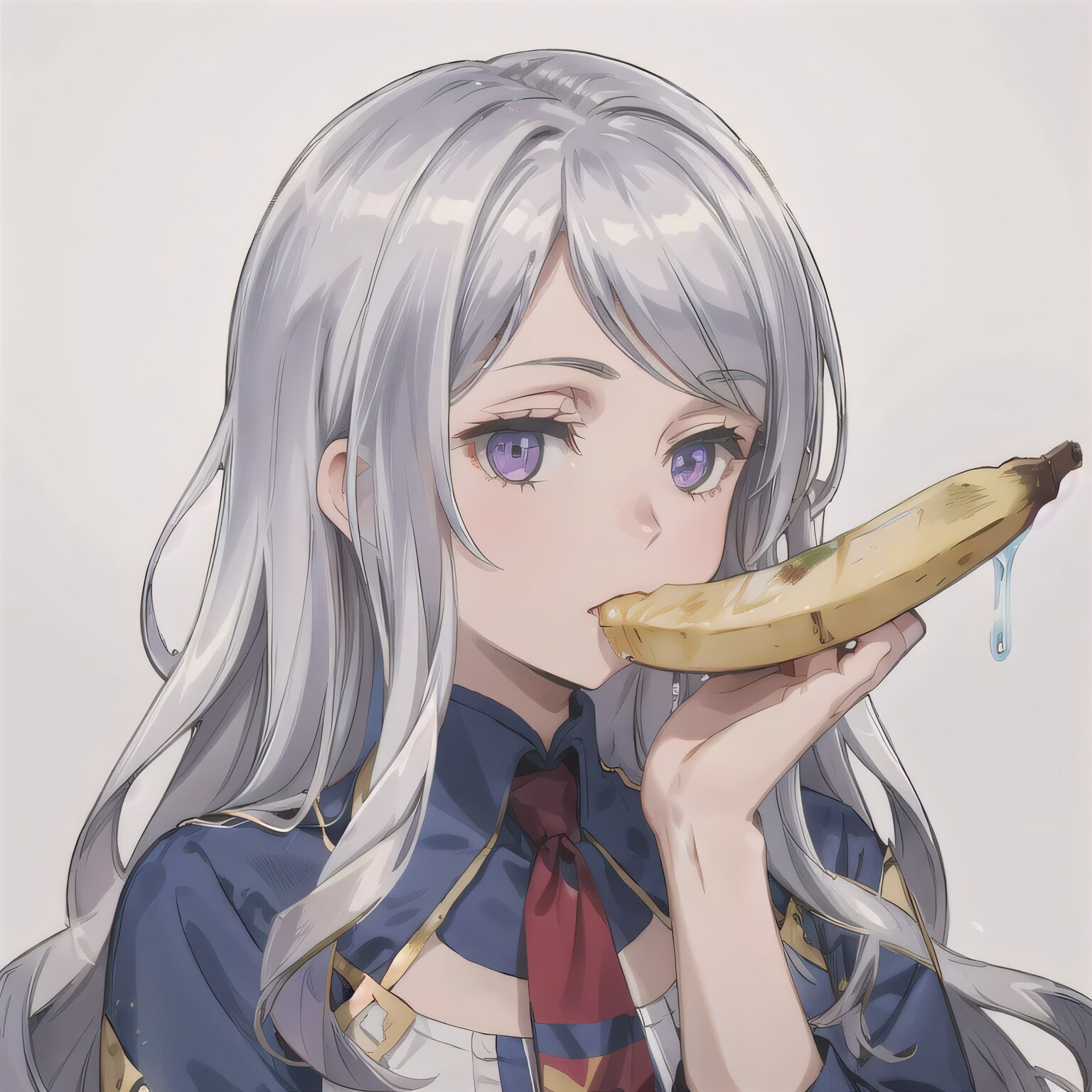 銀髪ロングでバナナの少女２ | の人気AIイラスト・グラビア