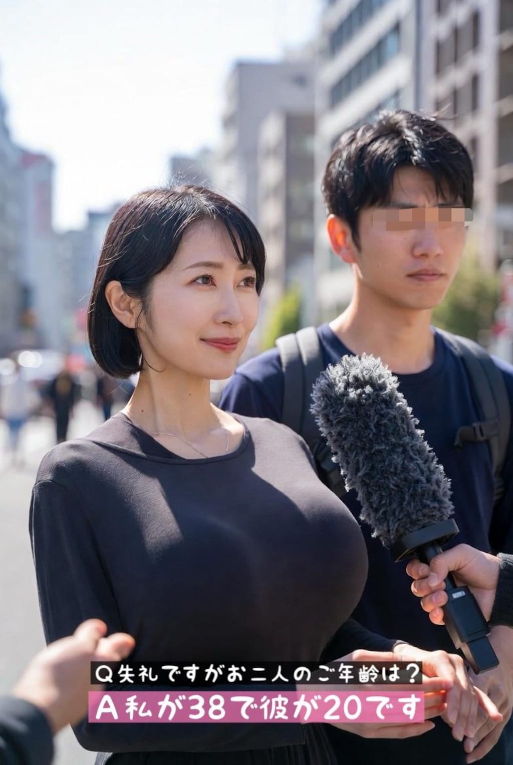 インタビューを受ける歳の差カップル