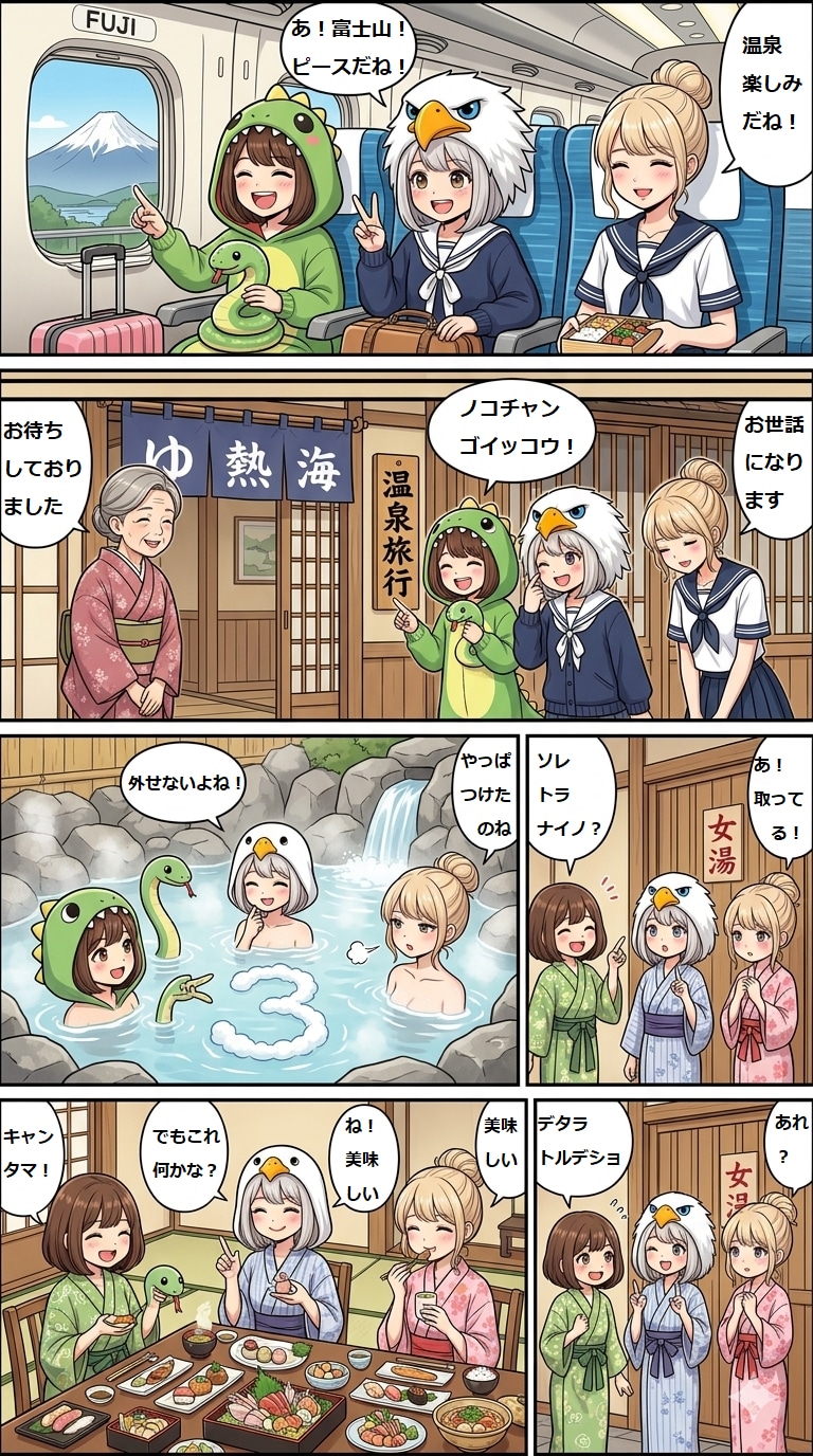 ノコと金団子　温泉旅行編