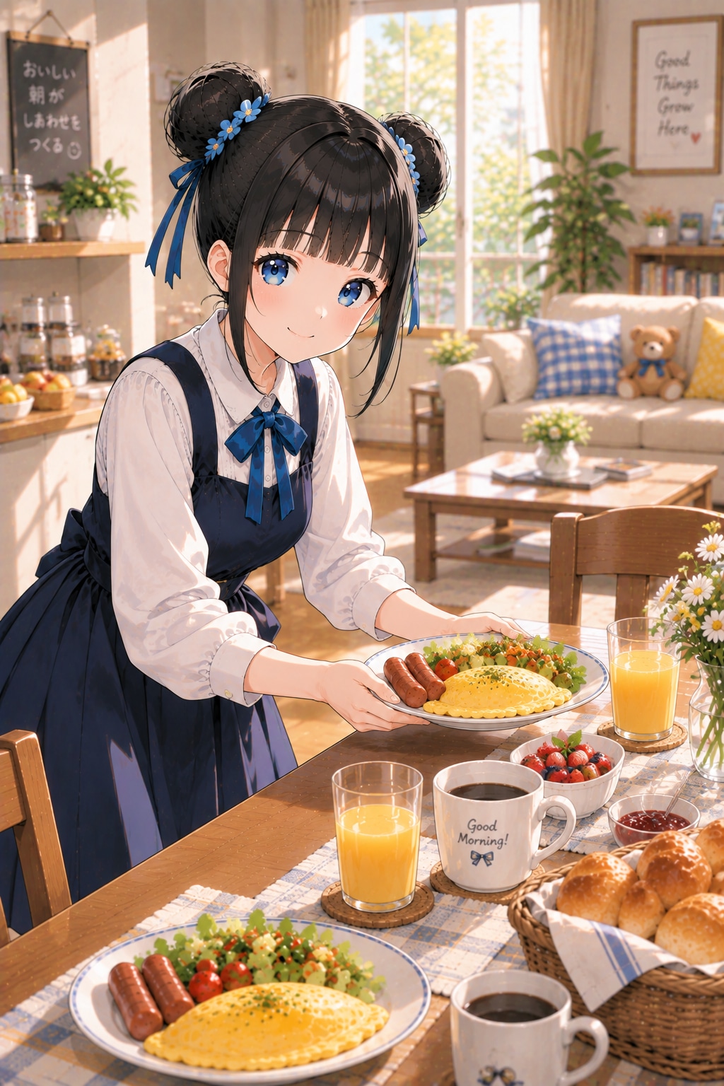 おだんごちゃん🍡✨と朝ごはん🍚✨　9/15 | の人気AIイラスト・グラビア