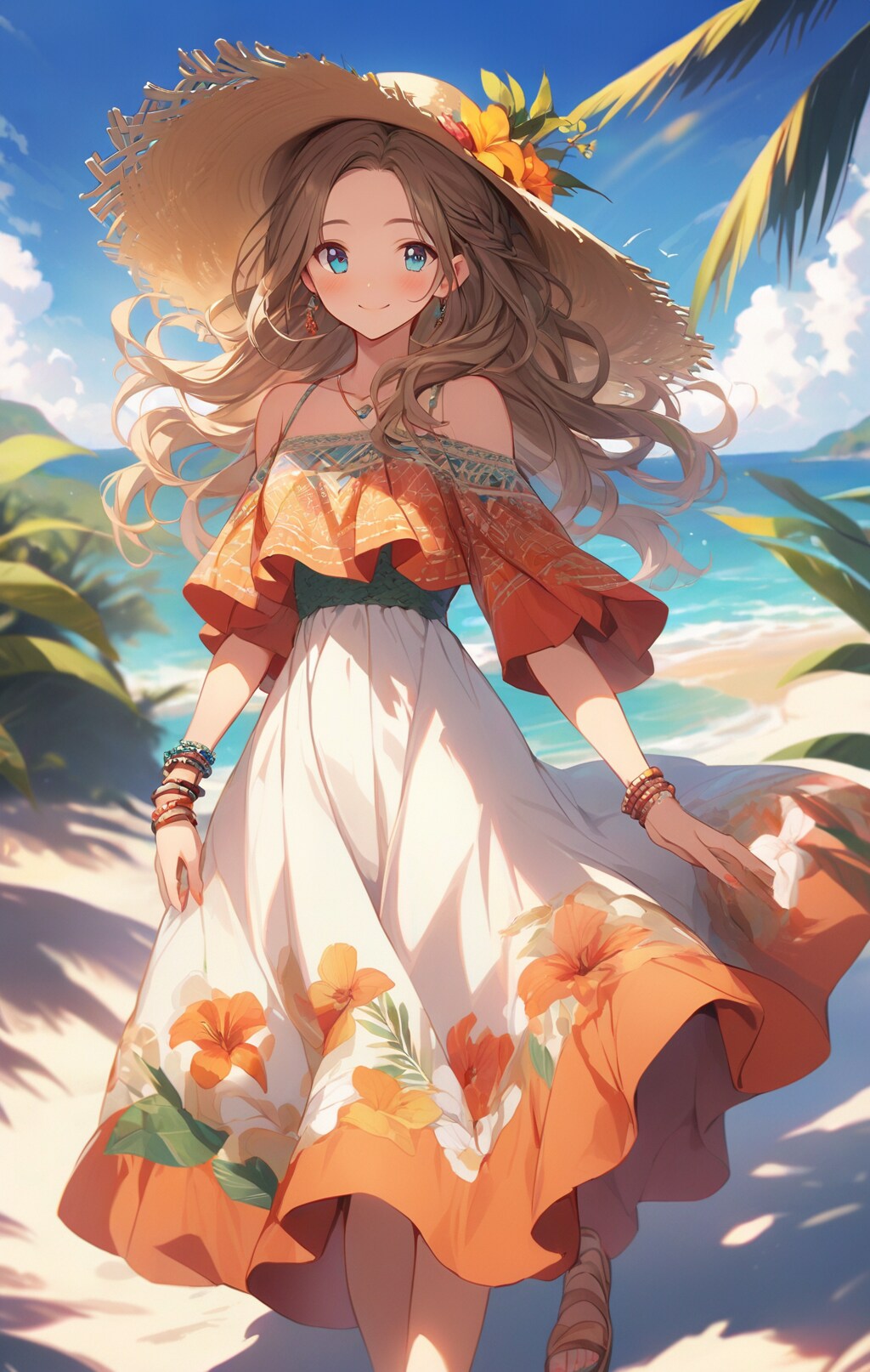 ボヘミアン風肩出しドレス | の人気AIイラスト・グラビア