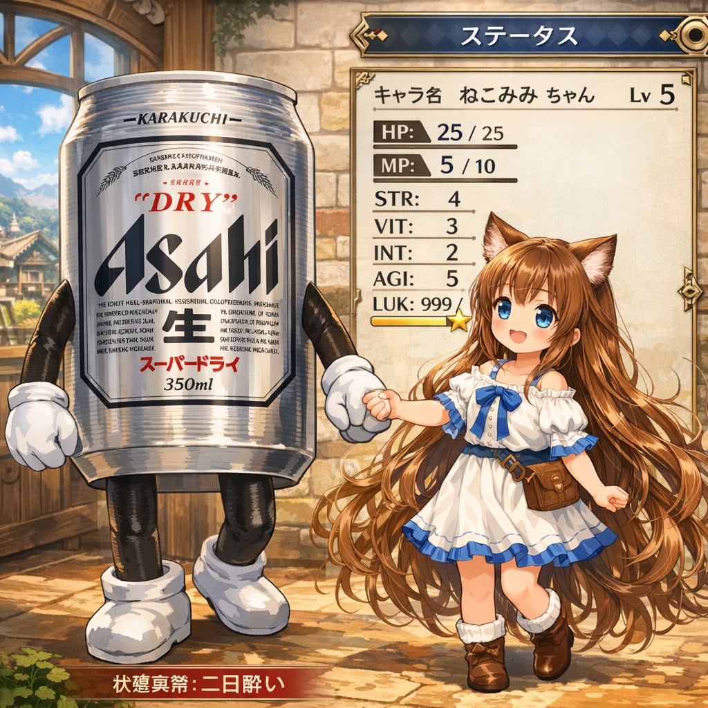 小さな女の子のステータス画面