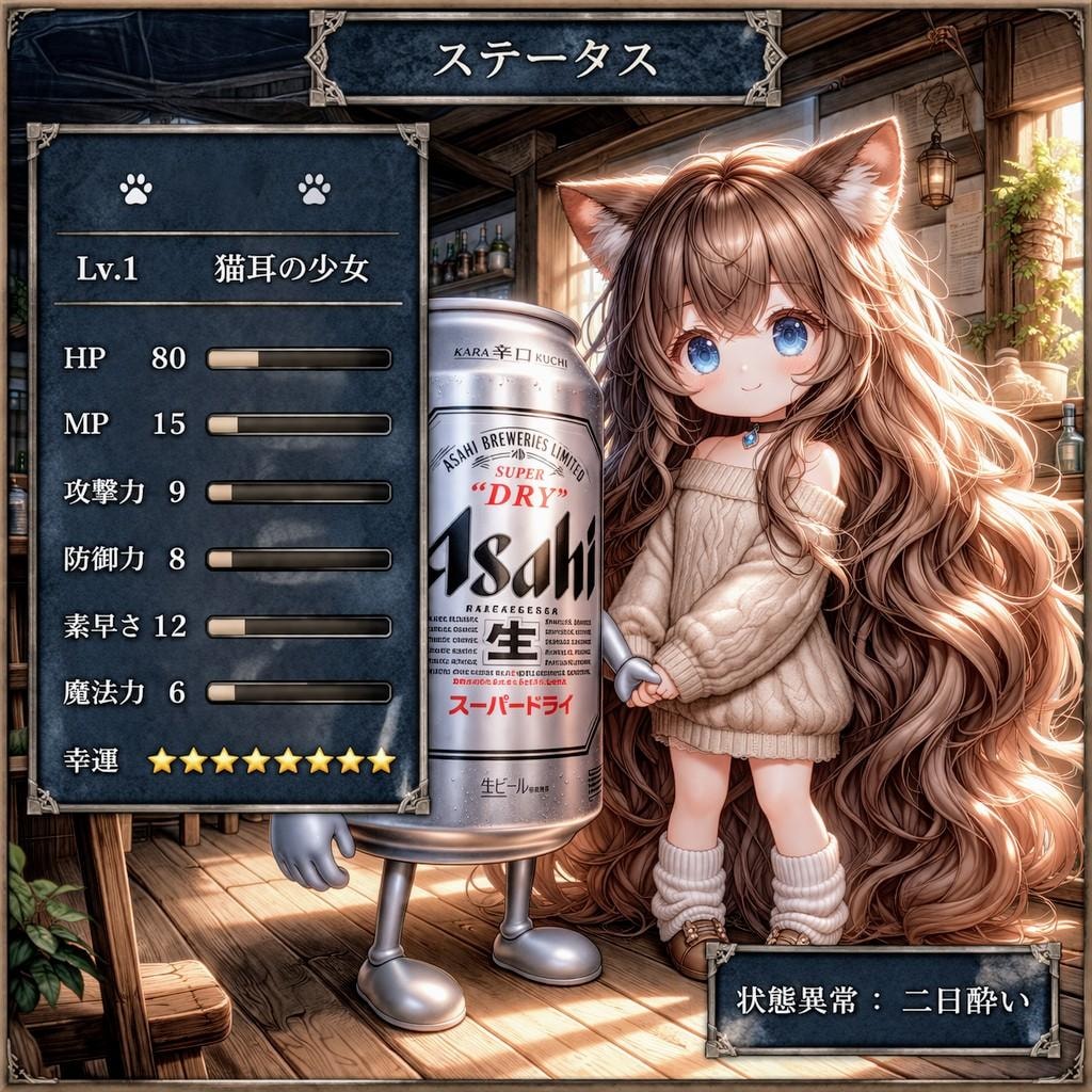 小さな女の子のステータス画面