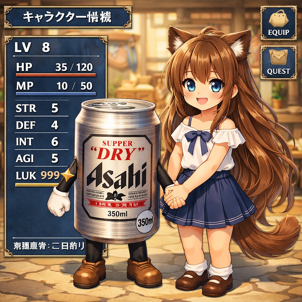 小さな女の子のステータス画面