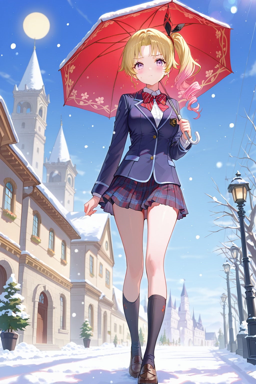 西洋風の城下町と女子高生