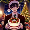 クリスマスケーキと、黒髪短髪男性★その3(3枚) 2枚目